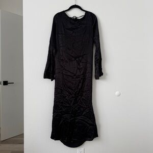 Bumpsuit Black Long Sleeve Tie Back Maternity Midi Dress Size M